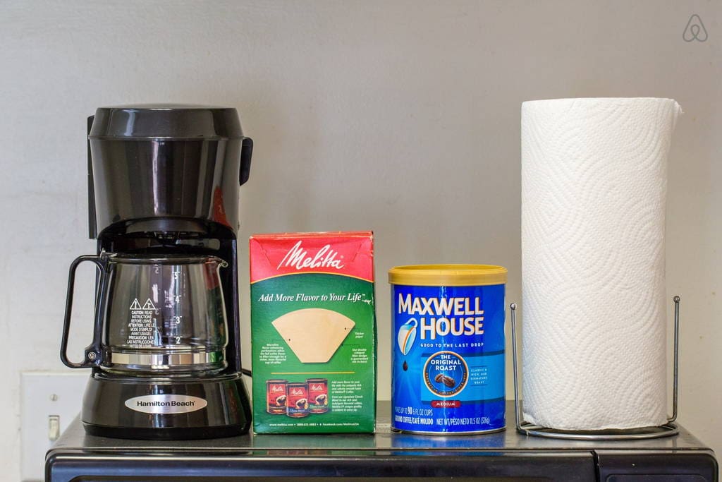 Coffee maker with filters and coffee