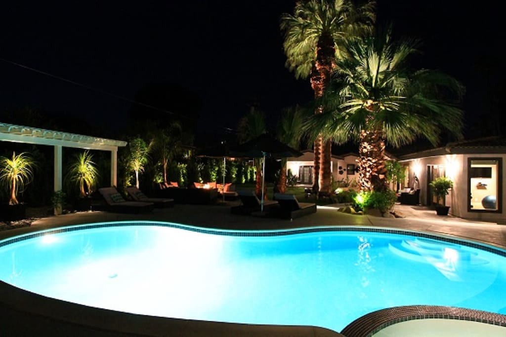 Salt Water Pool & Spa with beautiful lighting