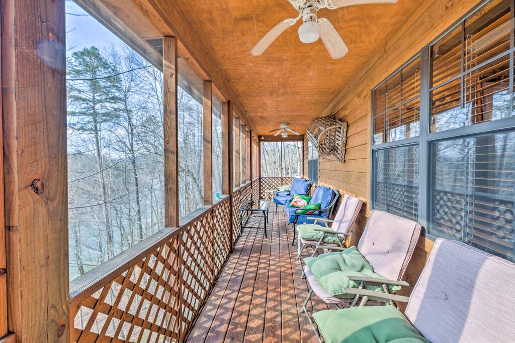 This waterfront property features a private dock, swim ladder and scenic views.
