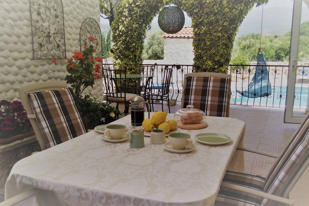 Cosy undercover area for dinning and secure area for children