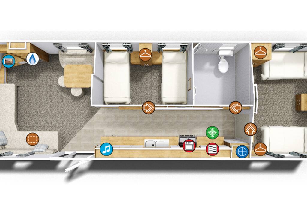 Intuitive layout with well-equipped kitchen and freestanding furniture.