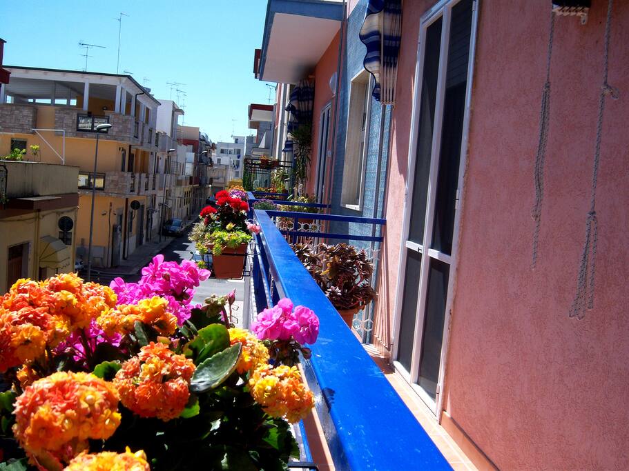 Balcone con zanzariere e tende