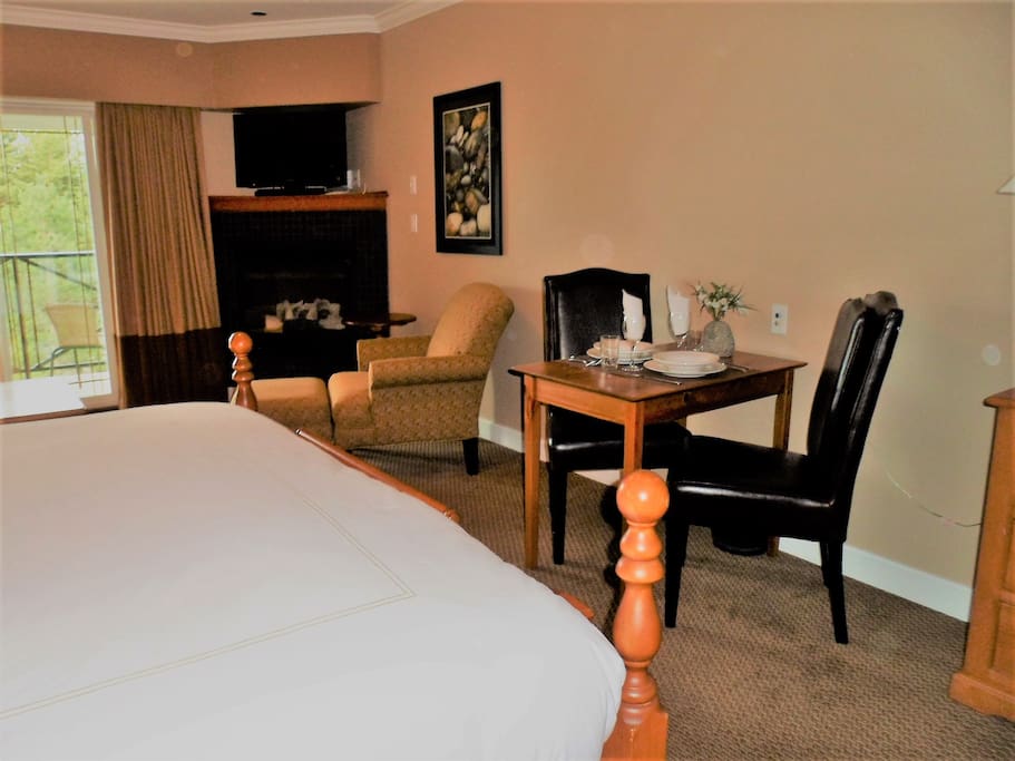 Sit back and relax by the gas fireplace.