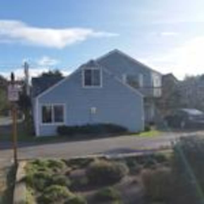 looking at the Cottage and Studio (to the right) coming from the Beach