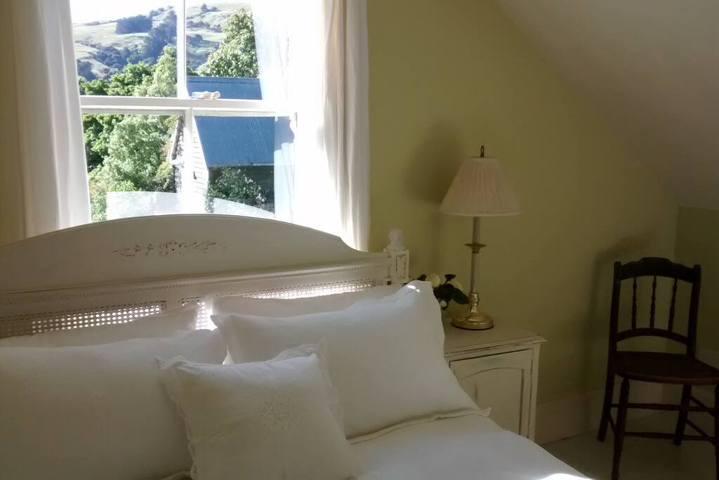 Antique French bed, fine linens