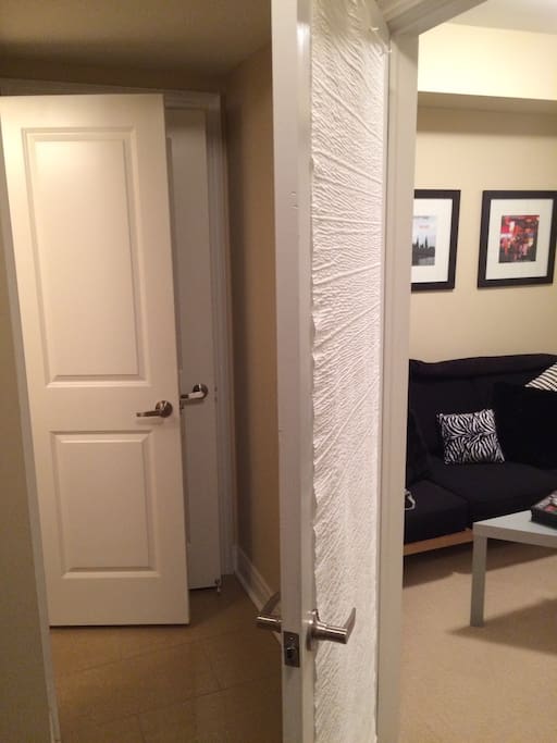 Washroom to the left and room on the right