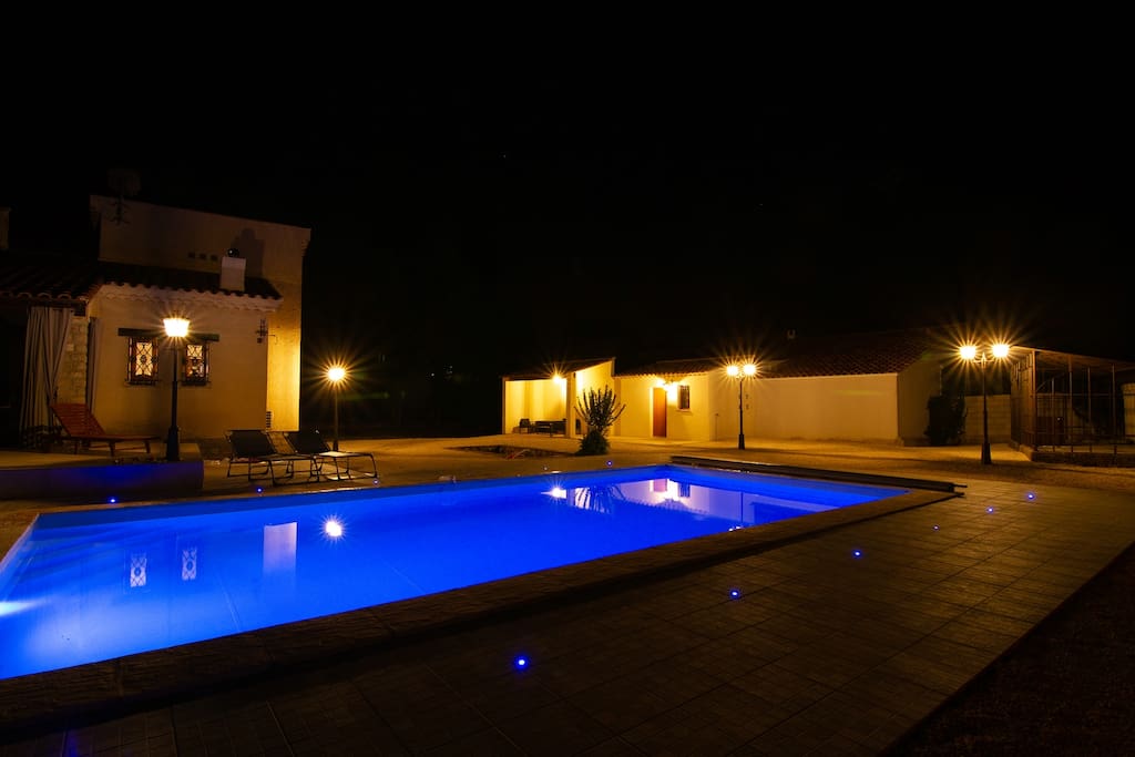 Pool night view - in dark blue