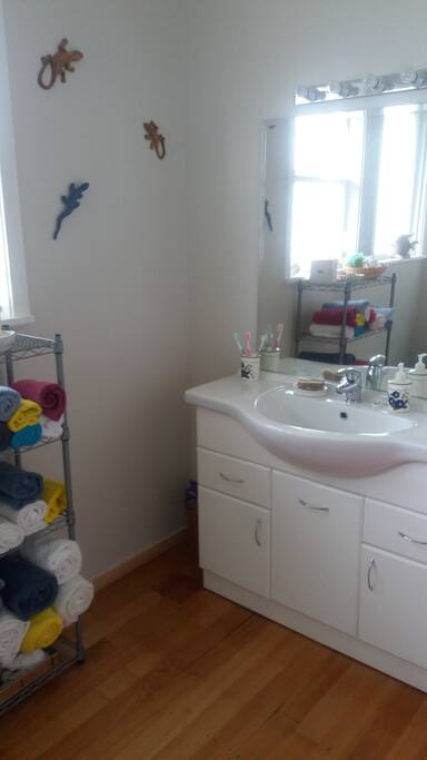 Vanity in bathroom