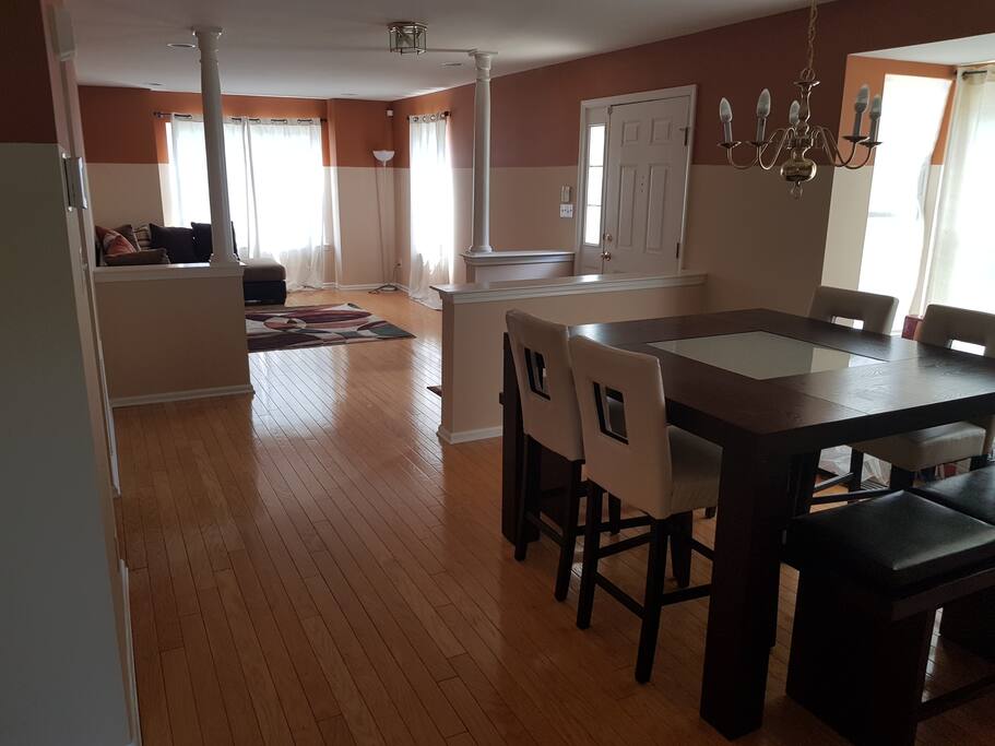 Dining room + Living room view