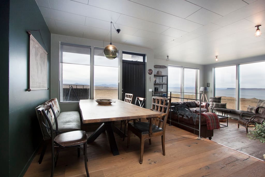 Living room and dining area.