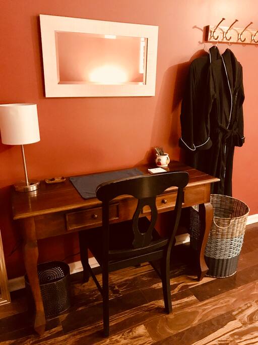 Your writing desk and mirror.