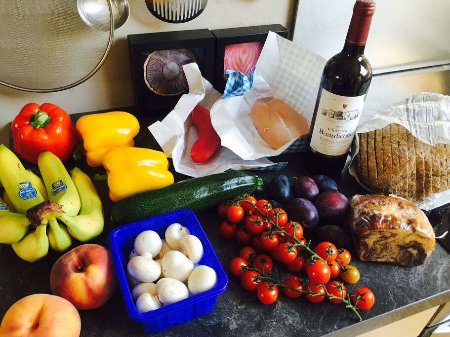 Food from the Sunday market outside the front door