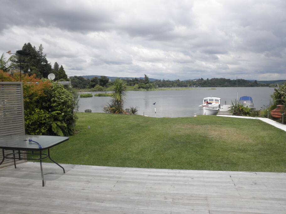 Lakeside behind the house.