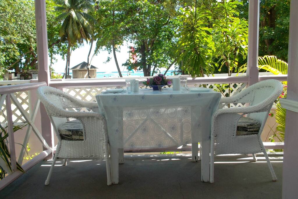 Dine or relax on the ocean view veranda.