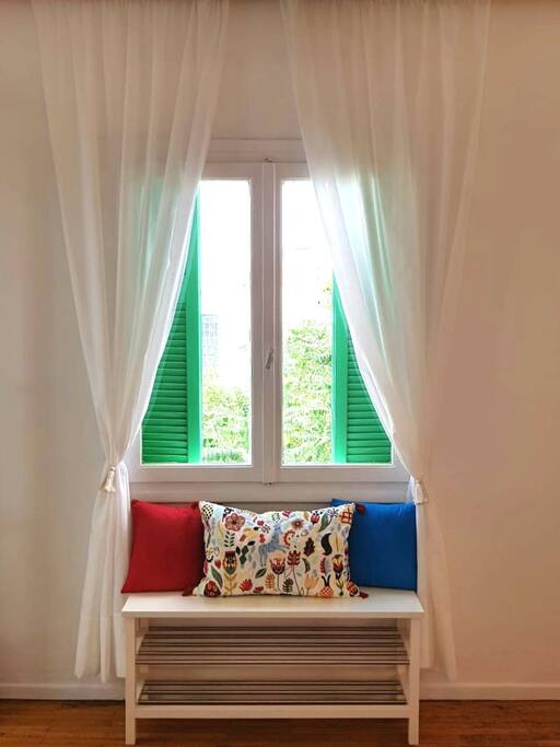 The window in the bedroom