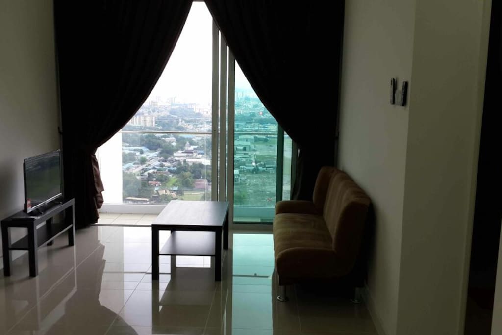 Living room with great night view of KL city centre