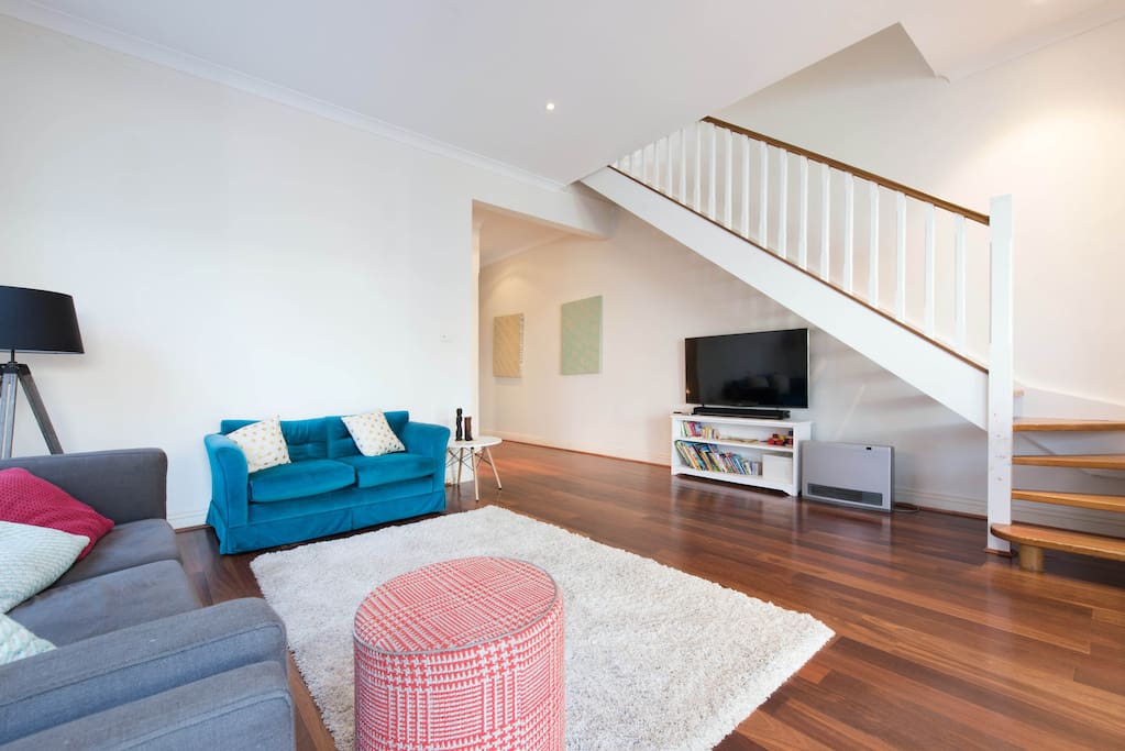Open plan living room off the kitchen