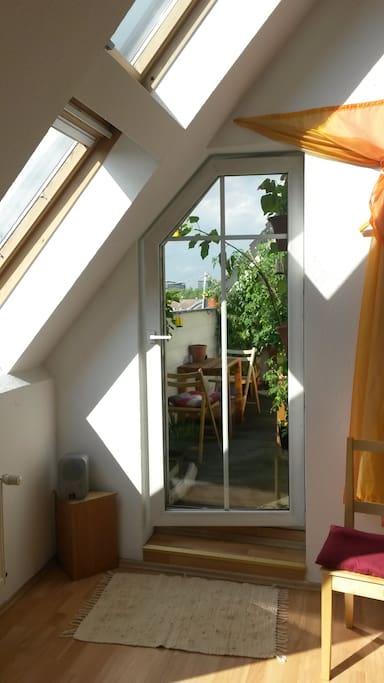 Living room has a balcony