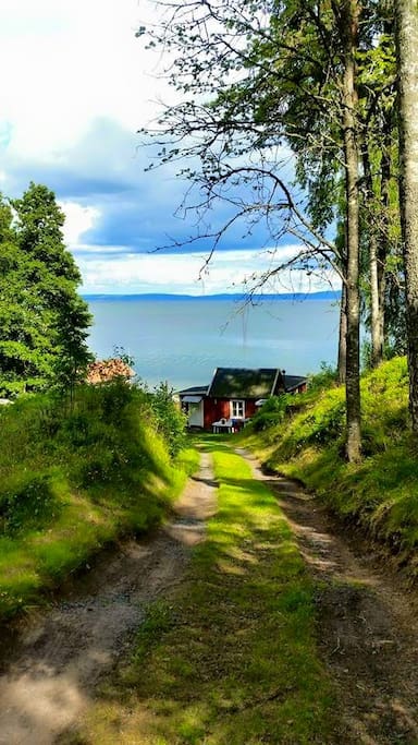 The view going down to Sjungarns B&B.