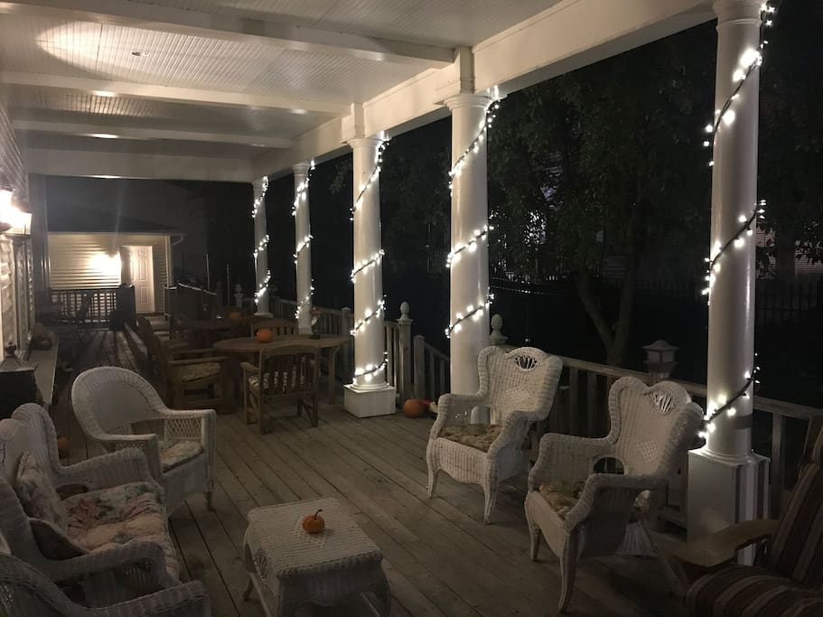 Enjoy the tranquility enriched by crickets - evening at Andor Wenneson Historic Inn Porch