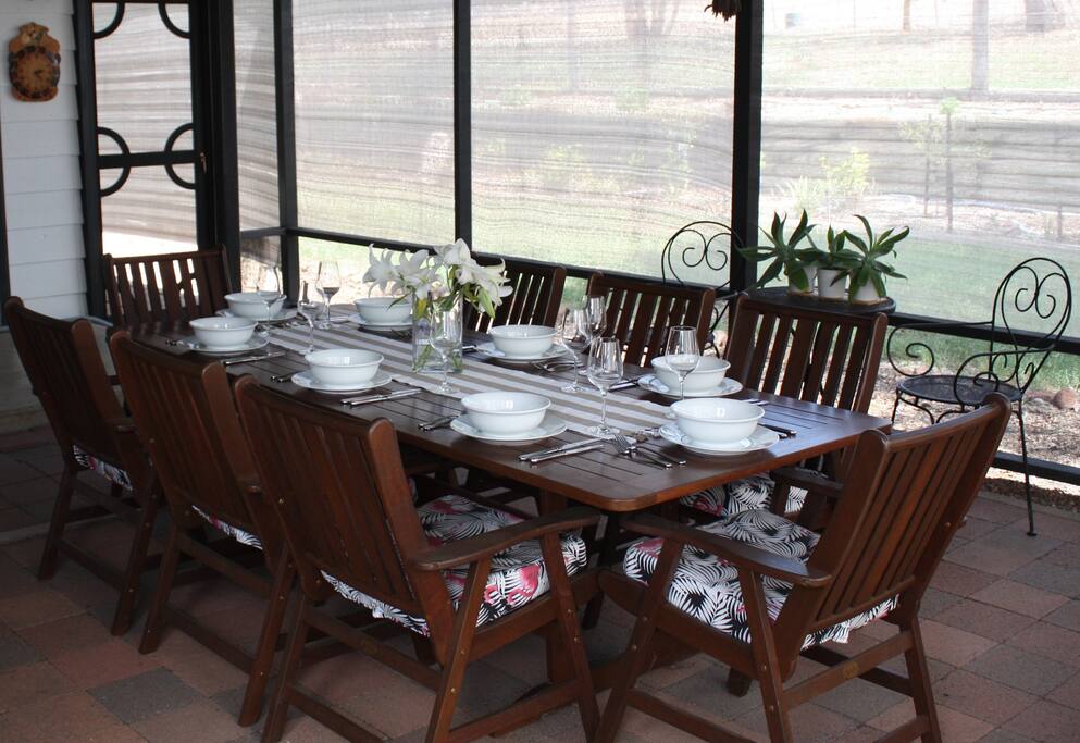 Screened entertaining area