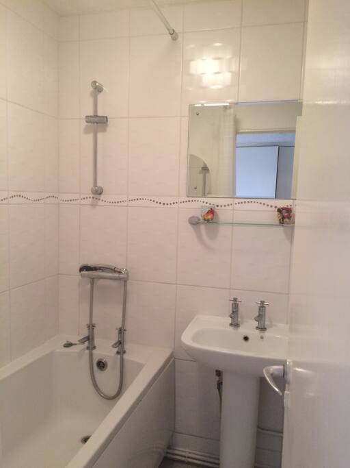 The bathroom has a combined bath & shower - you will have the sole usage during your stay.