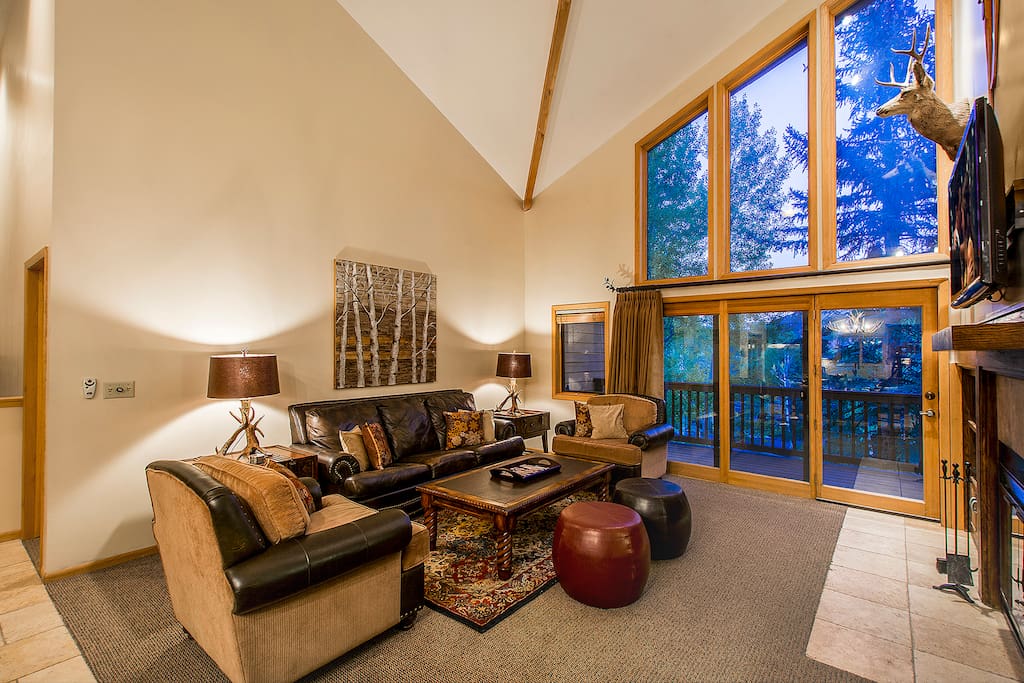 Living room set up for entertaining.
