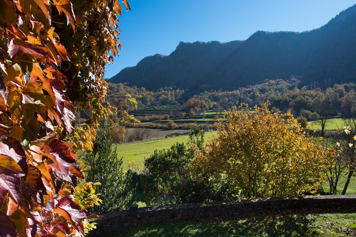 The Sierra de Finestres at Mas Can Roure in Santa Pau