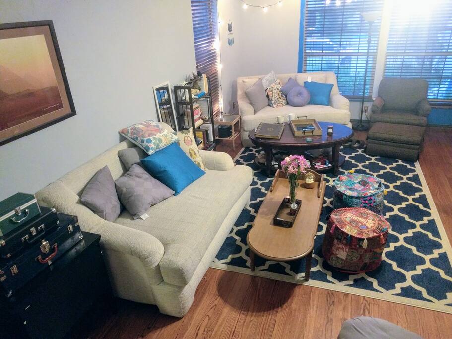 View of living room from stairway