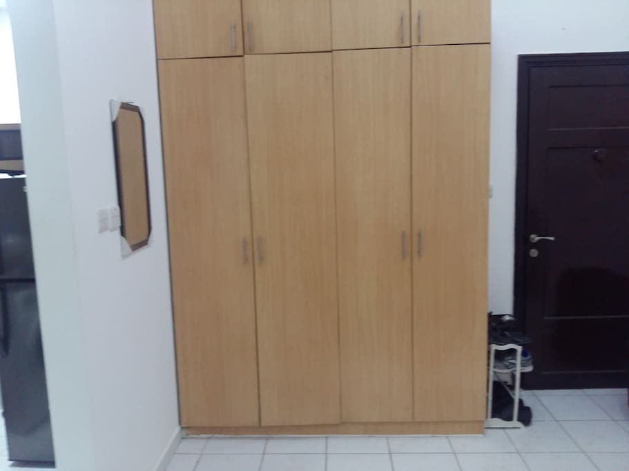 Full wooden door cabinets with Mirror and Shoe rack