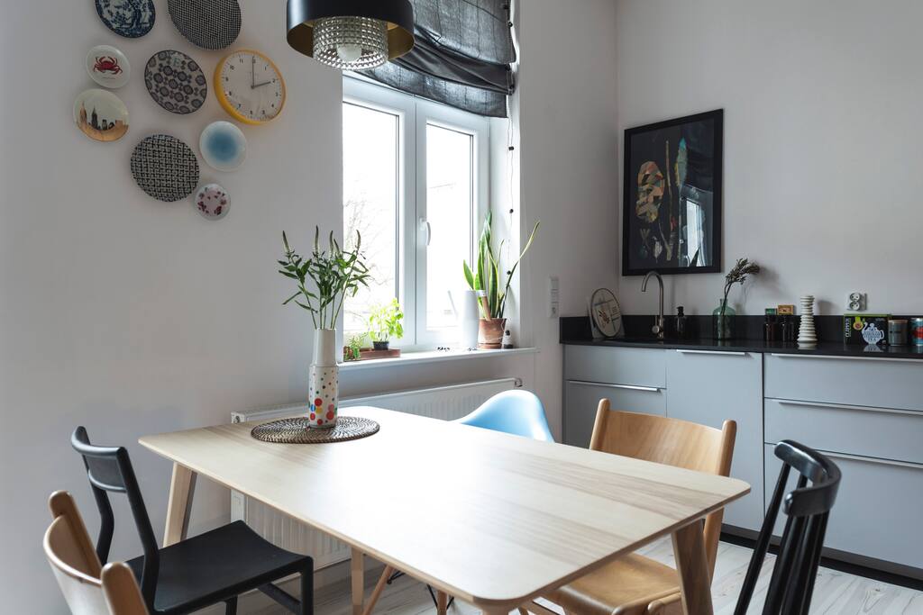 Dining room and kitchen