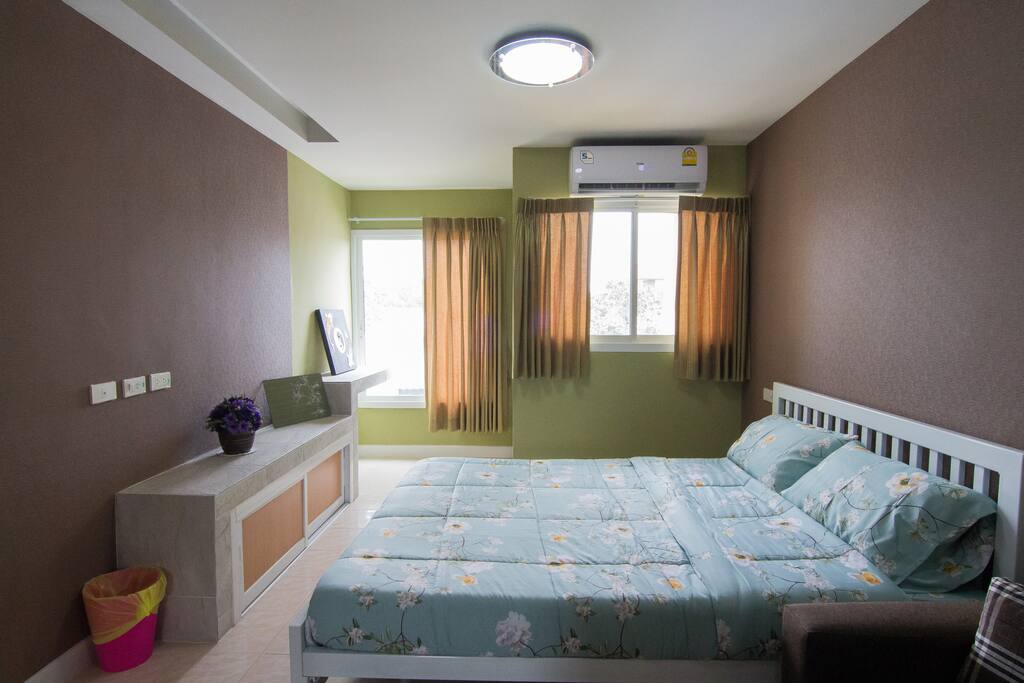 The 24-square-metre Studio
1200 THB/day
7,000 - 9,000 THB / month
Amenities include:
• One Queen-size bed
• One sofa or Coffee table
• Air conditioning
• Refrigerator
• Electronic water boiler
• up-to-date bathrooms
• Water Heater
• offering privacy for 2 adults
All rooms feature complimentary Wireless Internet access and nature decor.