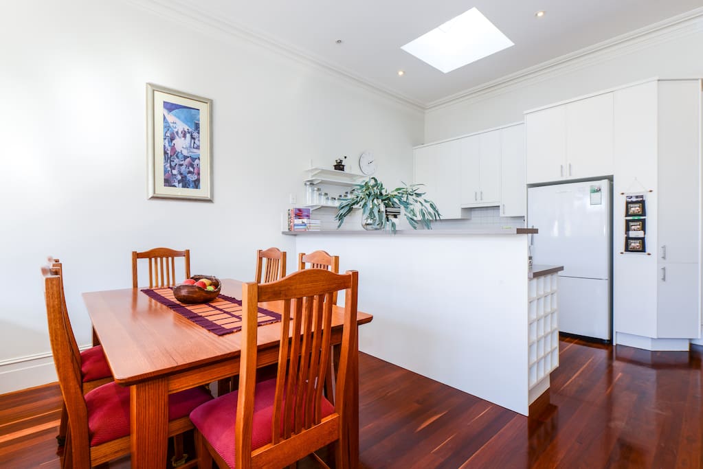 Open plan kitchen, living and dining