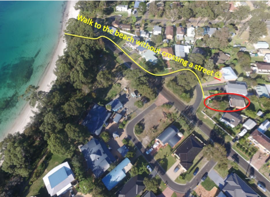 150m walk to the beach without crossing a street :)
