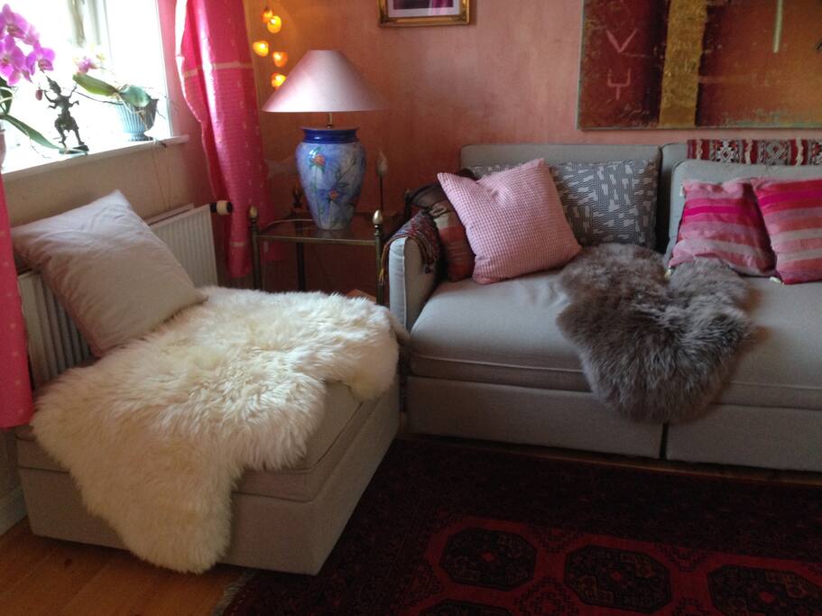 Sleeping couch and section for storage of linen, bed stuff.