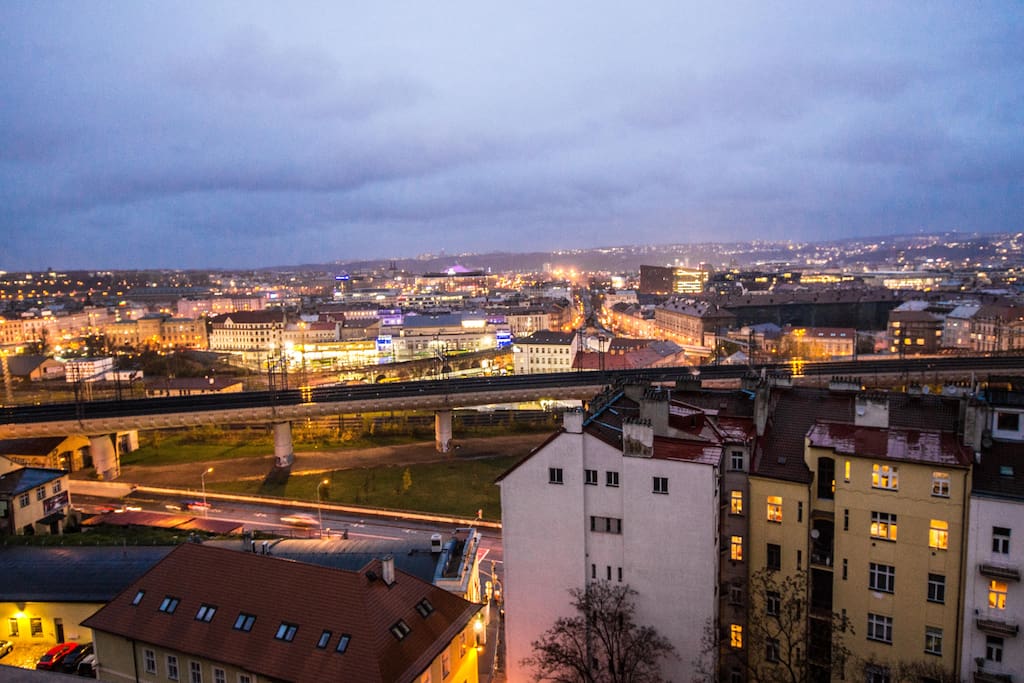 Beautiful view on Prague city center from the window!