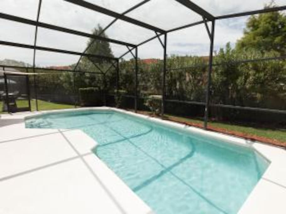 oversize south facing pool and deck area