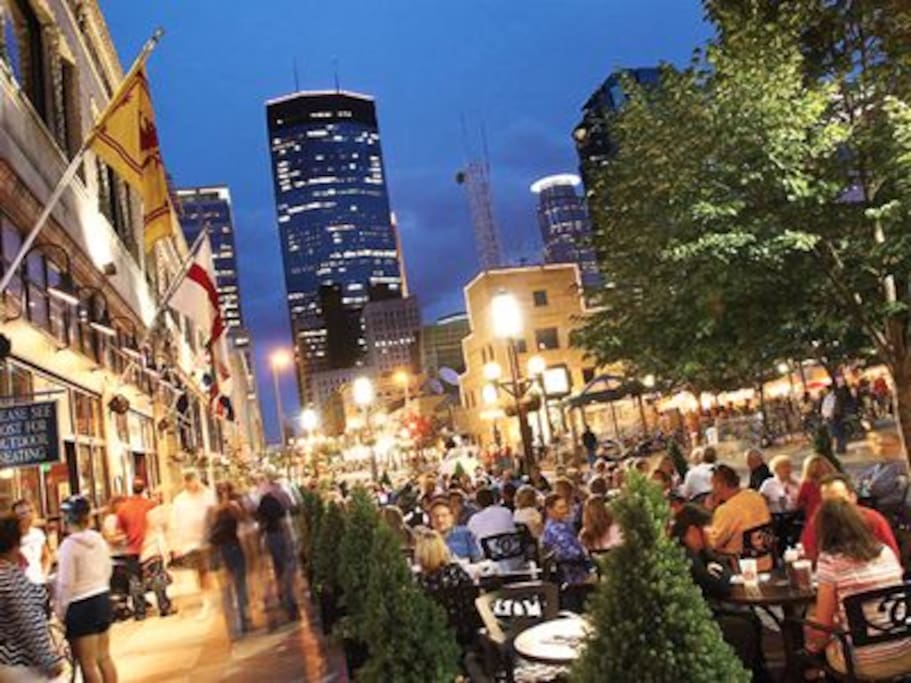 Nicollet Mall, Main Street of Minneapolis is less than a mile away, connected to skyway system