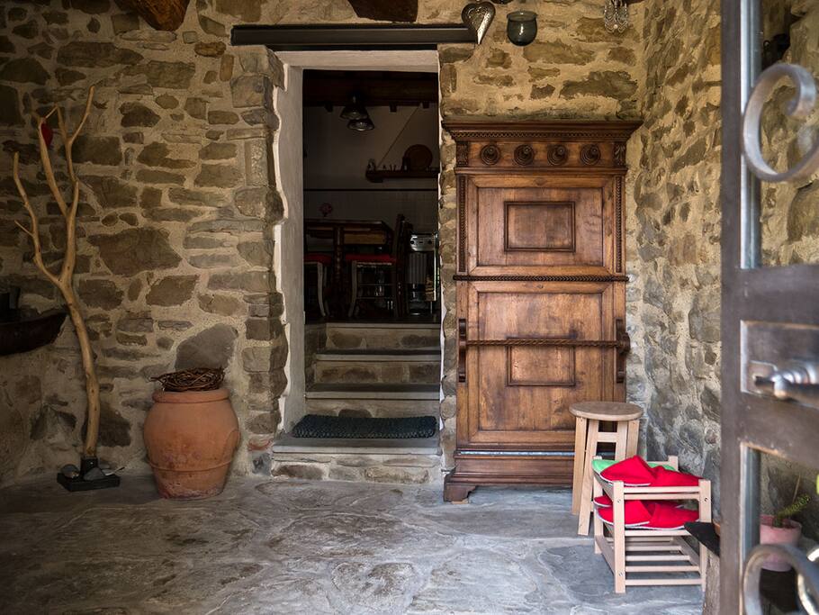 Entering the house