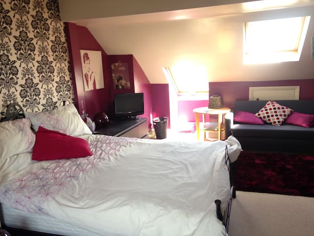 Very spacious double bedroom with private bathroom