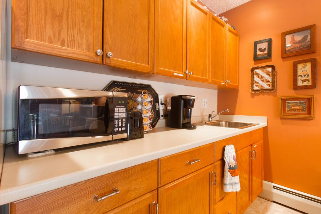 Microwave and Keurig coffeemaker