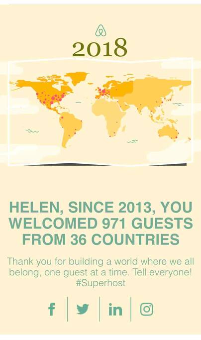 I've hosted lots of guests since 2013. It has been my privilege to meet so many wonderful people, and an honor when they return to stay again and again!