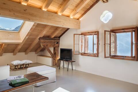 Chasa Lansel - attic with mountain view in Sent