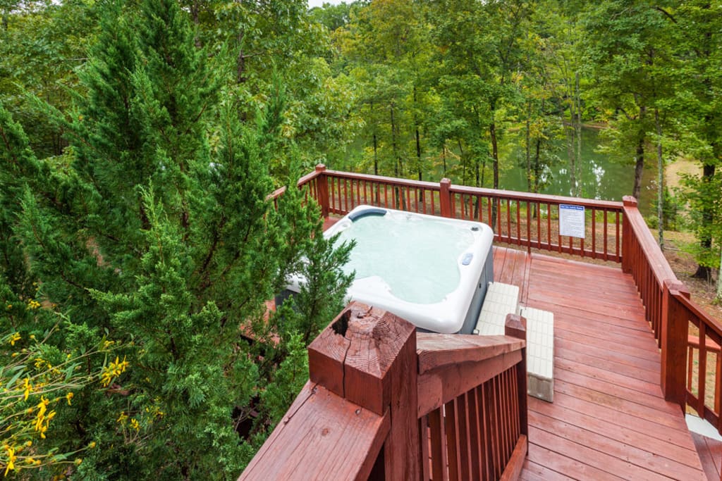 Large hot tub on open deck