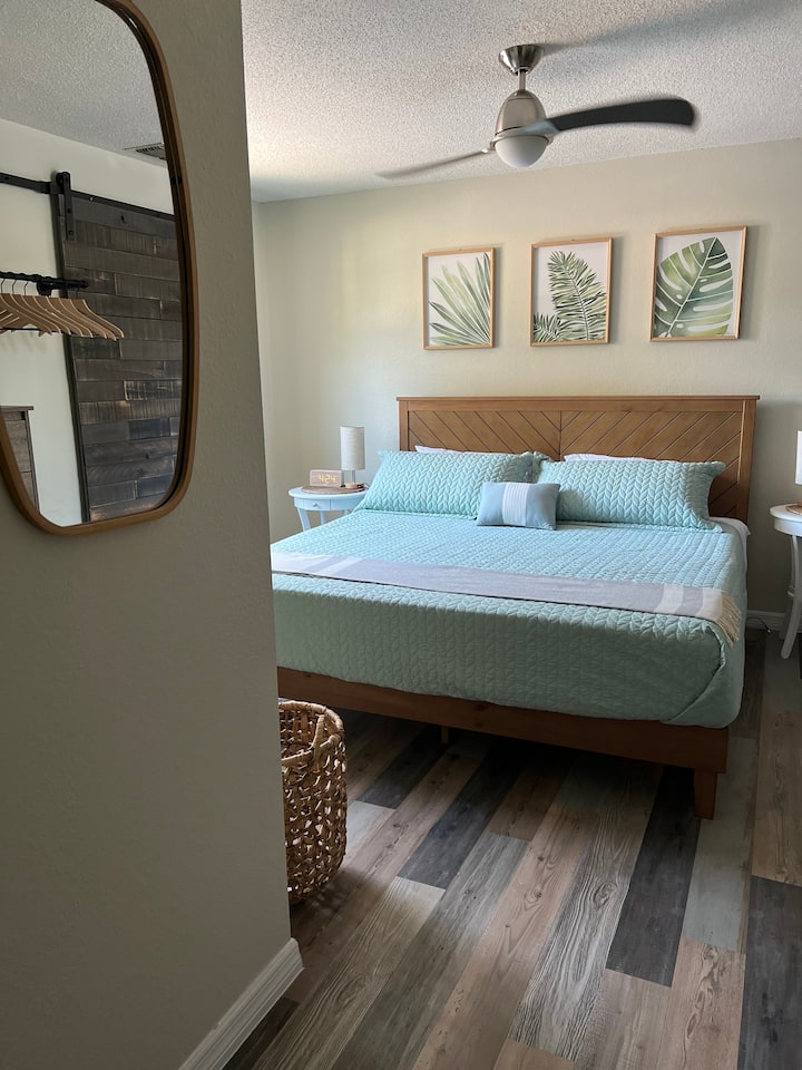 King size master bedroom with attached bathroom.  Great privacy from the kids located away from the other bedrooms.