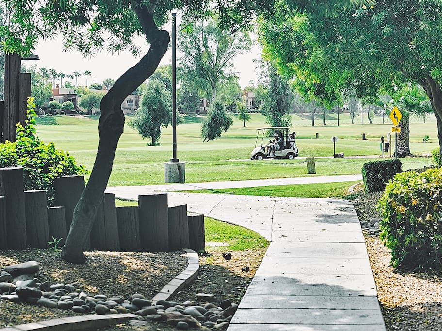 Walk outside to Scottsdale Greenbelt where you can golf, walk and bike