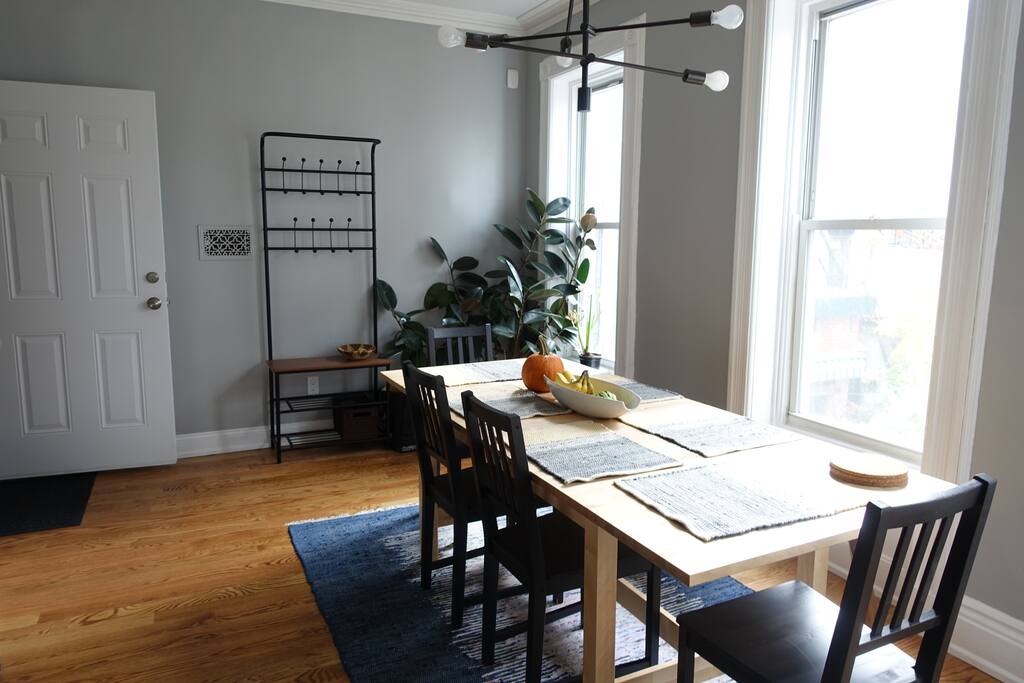 Main entrance opens into dining room