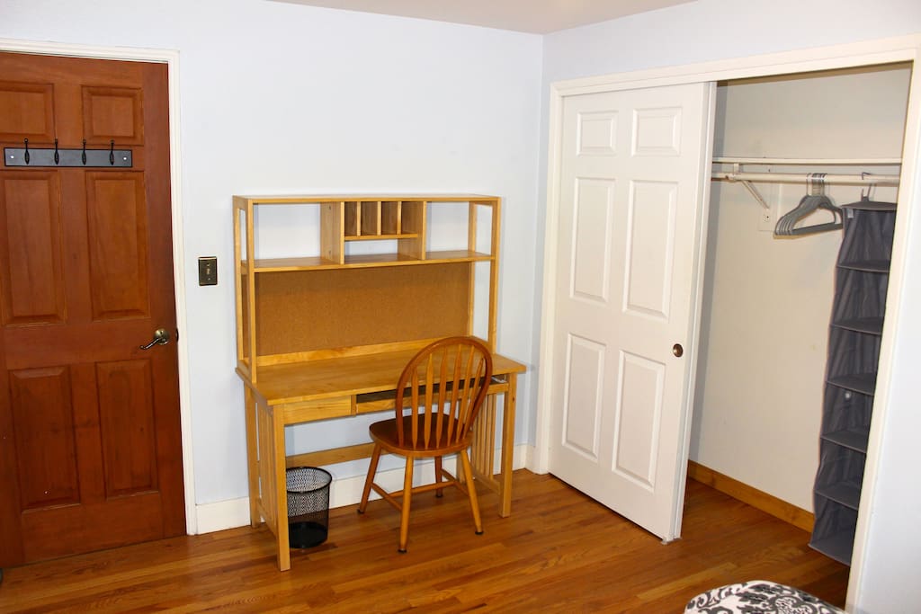 First bedroom has a full closet and desk.