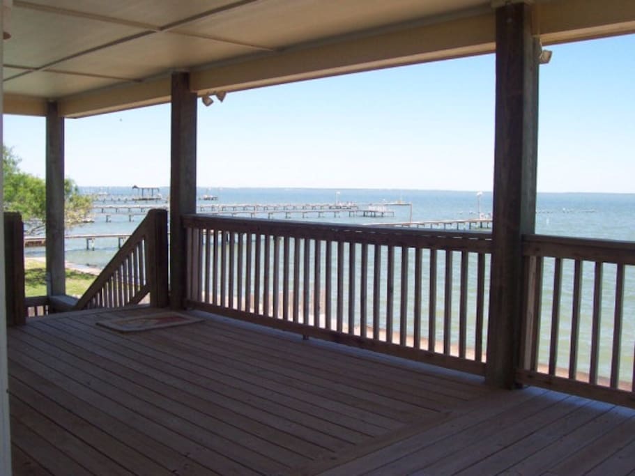 Get out of the sun as you watch the saltwater fun from the rear upper deck