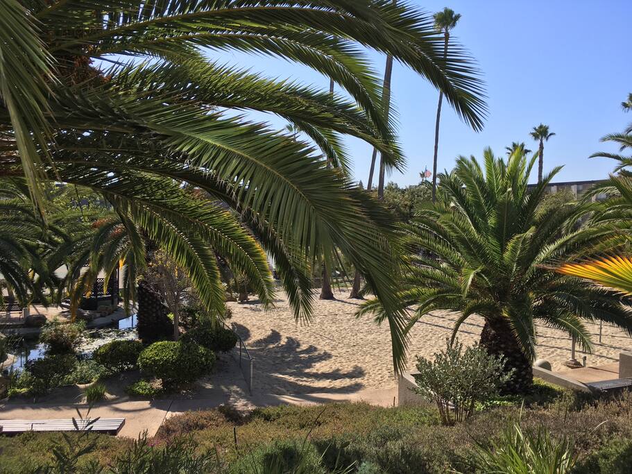Steps away from beach volleyball and tennis courts, pool, jacuzzi and plethora of other amenities.